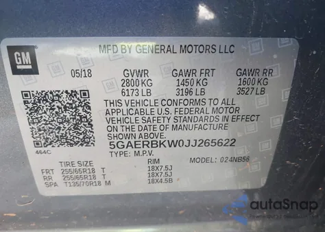 2018 Buick Enclave Essence z USA, uszkodzony, nr VIN 5GAERBKW0JJ265622